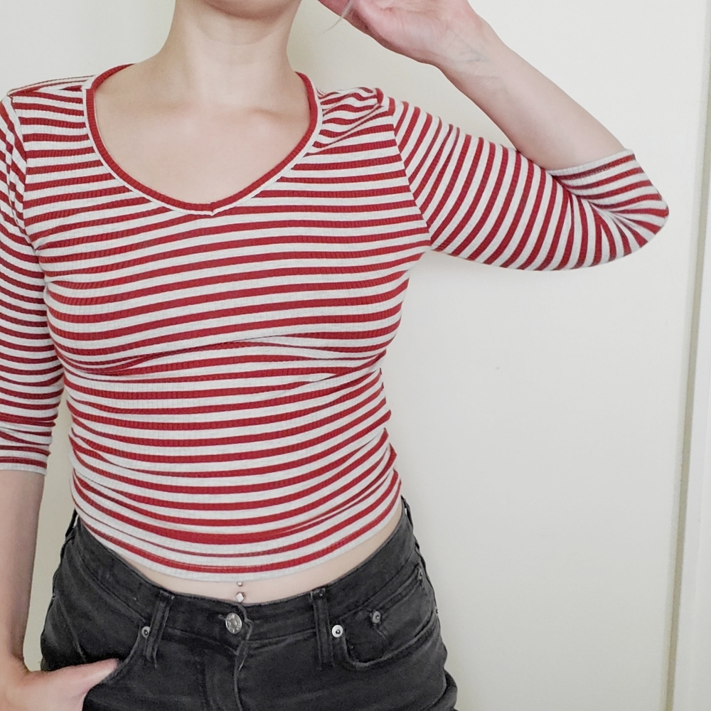 Forever 21 Striped Rib Knit Top - Picture 2 of 5